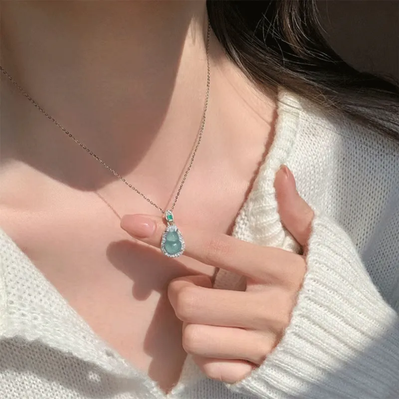 Master Kim Ice Glutinous Jadeite Necklaces Women's-4