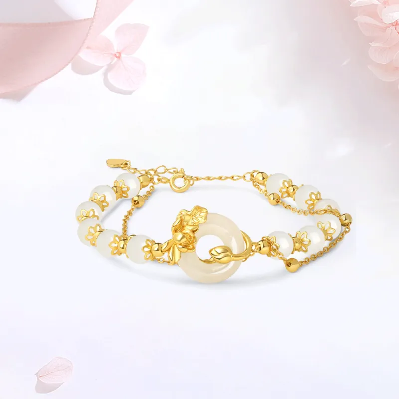 Master Kim Bracelets Pale Greenish White Jade Women's-4