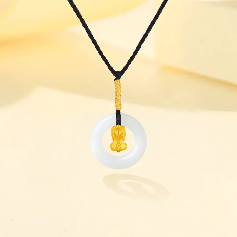 Master Kim White Jade Bodhi Braided String Necklace Unisex-2