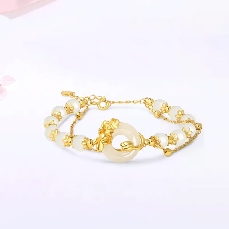Master Kim Bracelets Pale Greenish White Jade Women's-3