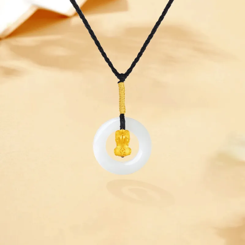 Master Kim White Jade Bodhi Braided String Necklace Unisex-1