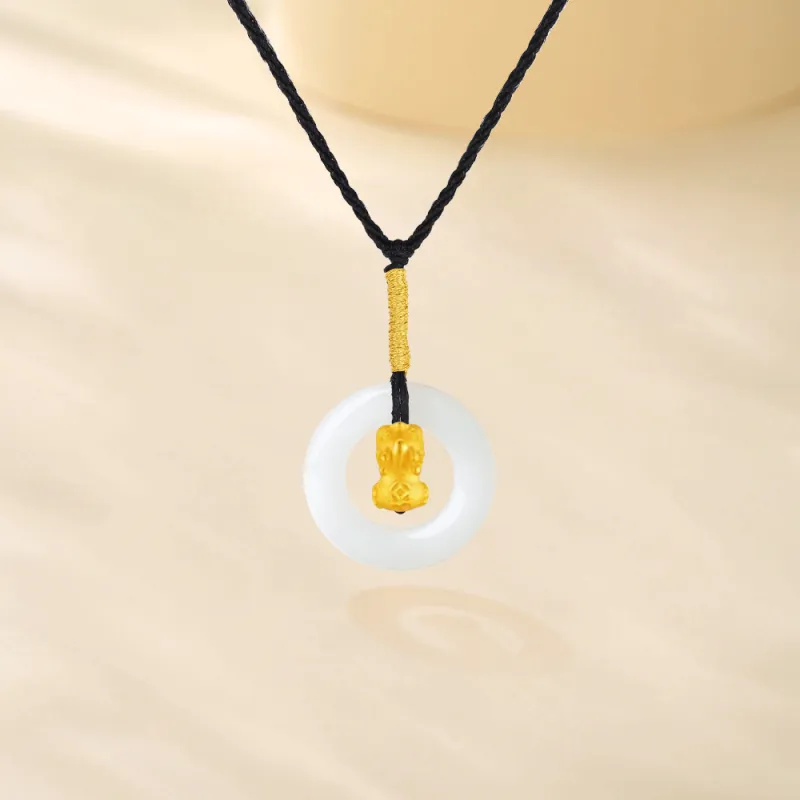 Master Kim White Jade Bodhi Braided String Necklace Unisex-4