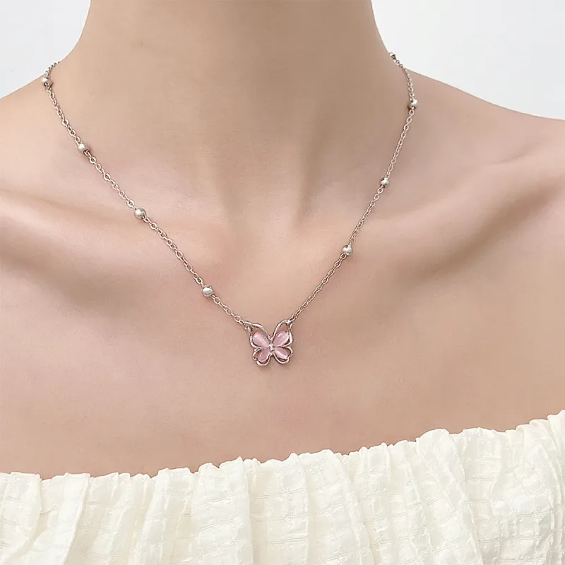 Master Kim Glass Cat Eye Necklaces Women's-5