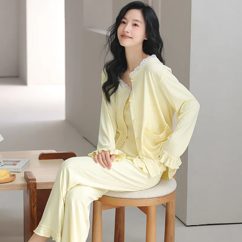 MIIOW Pajama Set Women's Light Yellow-2