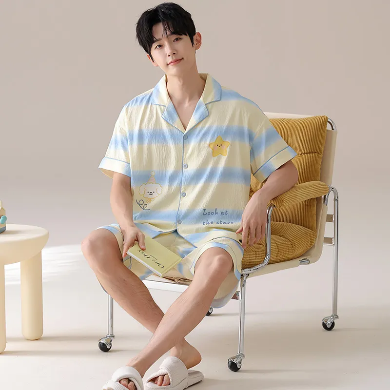 MIIOW Pajama Set Men's Light Yellow-4