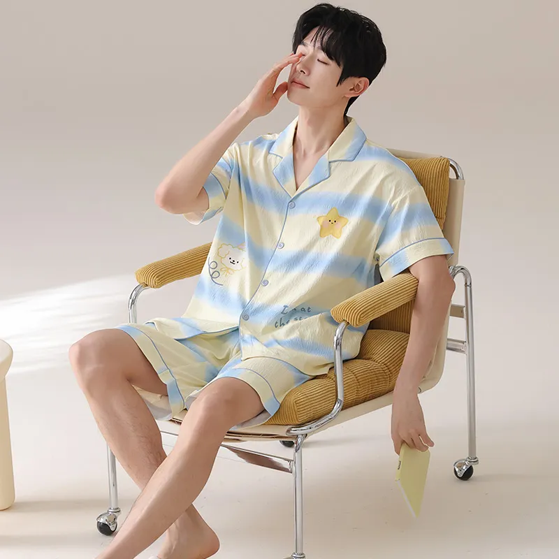 MIIOW Pajama Set Men's Light Yellow-3