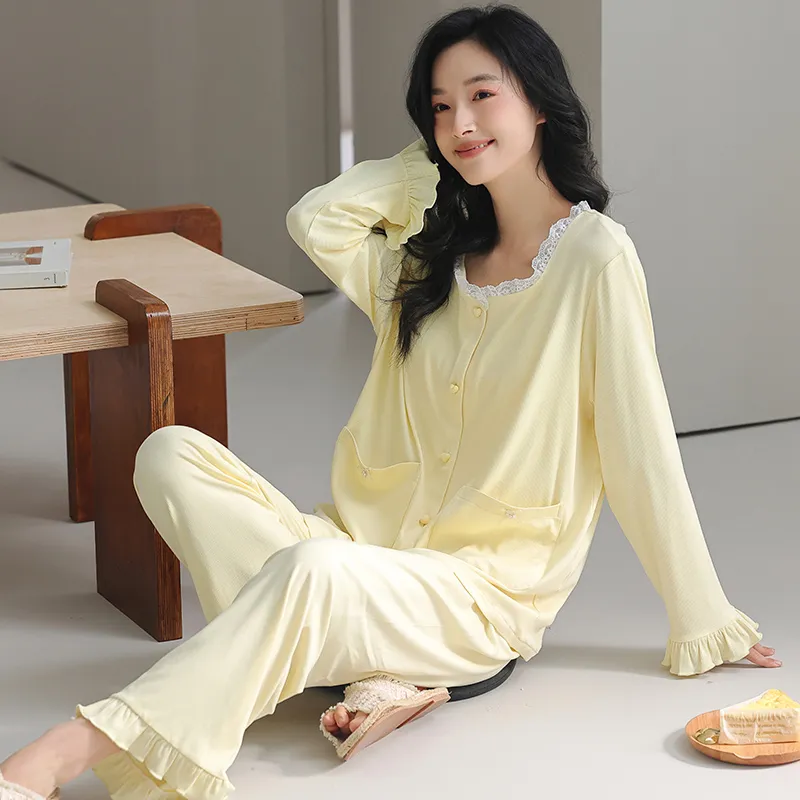 MIIOW Pajama Set Women's Light Yellow-3
