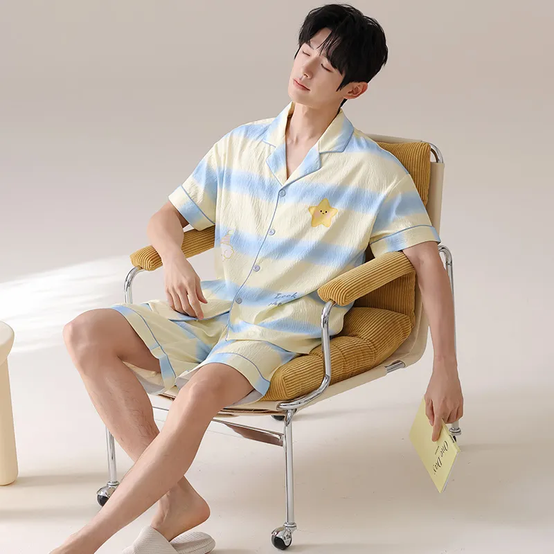 MIIOW Pajama Set Men's Light Yellow-2