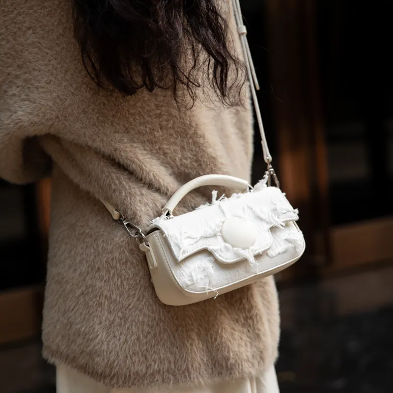 MACKJANICE Polyurethane Handbag Shoulder Bag Crossbody Bag Regular Women's Fringe White-7