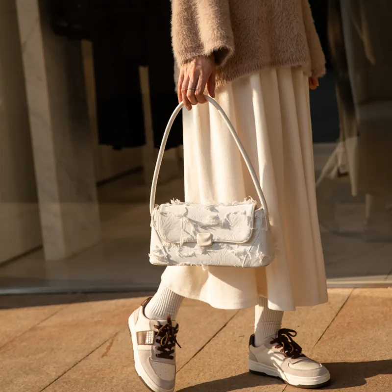 MACKJANICE Synthetic Leather Shoulder Bag Women's White-5