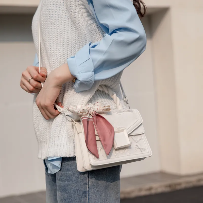 MACKJANICE Canvas Kelly Bag, Shoulder Bag, Handbag Women's Milk White-11