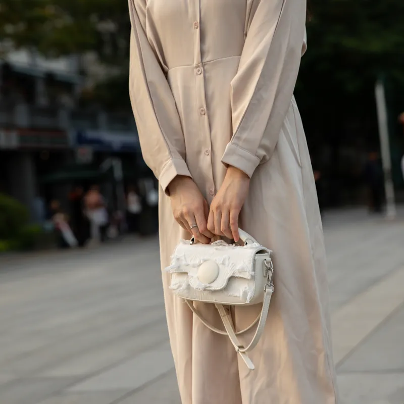 MACKJANICE Polyurethane Handbag Shoulder Bag Crossbody Bag Regular Women's Fringe White-6