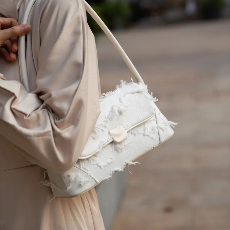 MACKJANICE Synthetic Leather Shoulder Bag Women's White-7