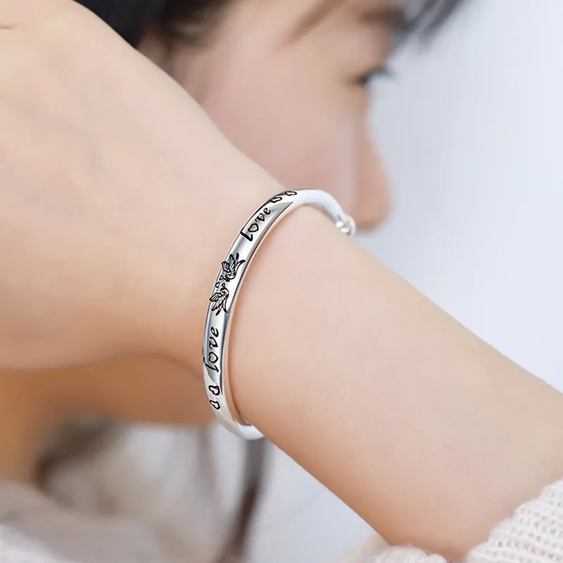 Love 999 Fine Silver Bangles Women's-1