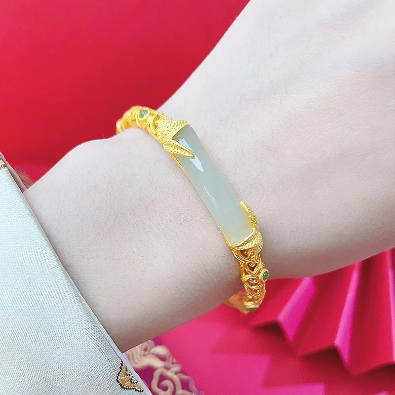 Love Hetian Jade Bangles Green Jade Women's-6
