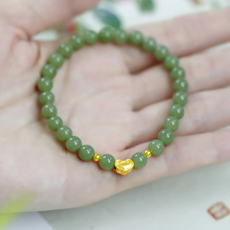 Love Hetian Jade Bracelets Green Jade Women's-2