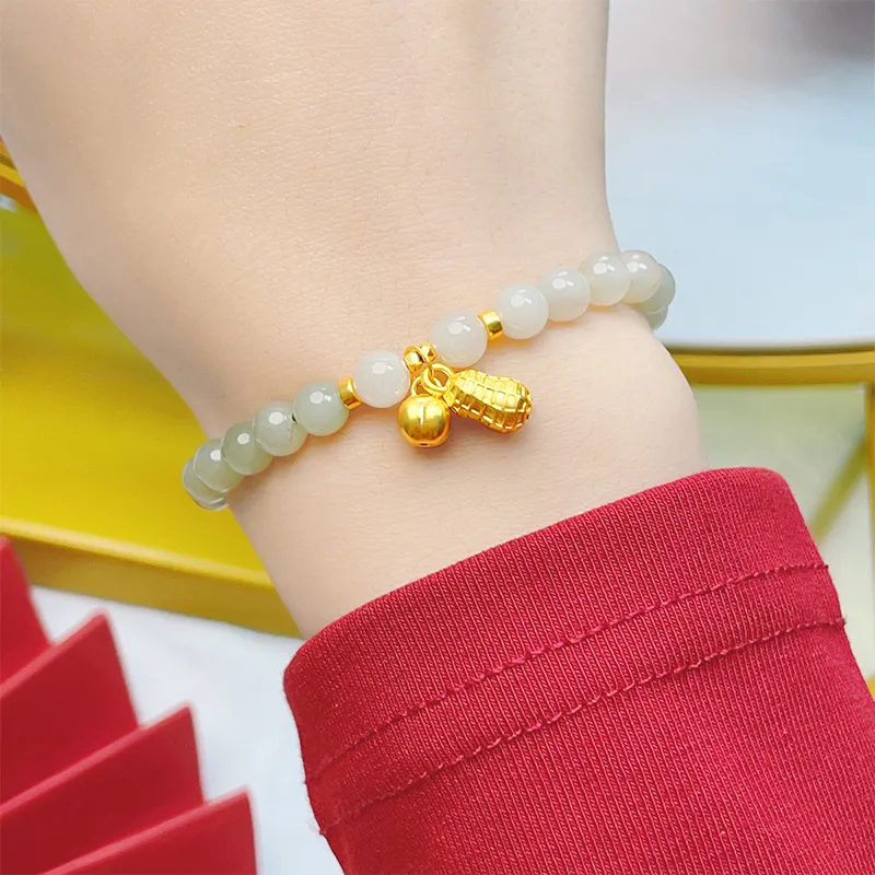 Love Hetian Jade Bracelets Pale Greenish White Jade Women's-5