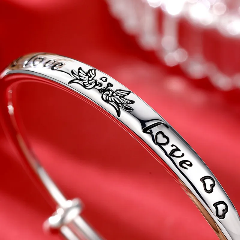 Love 999 Fine Silver Bangles Women's-4