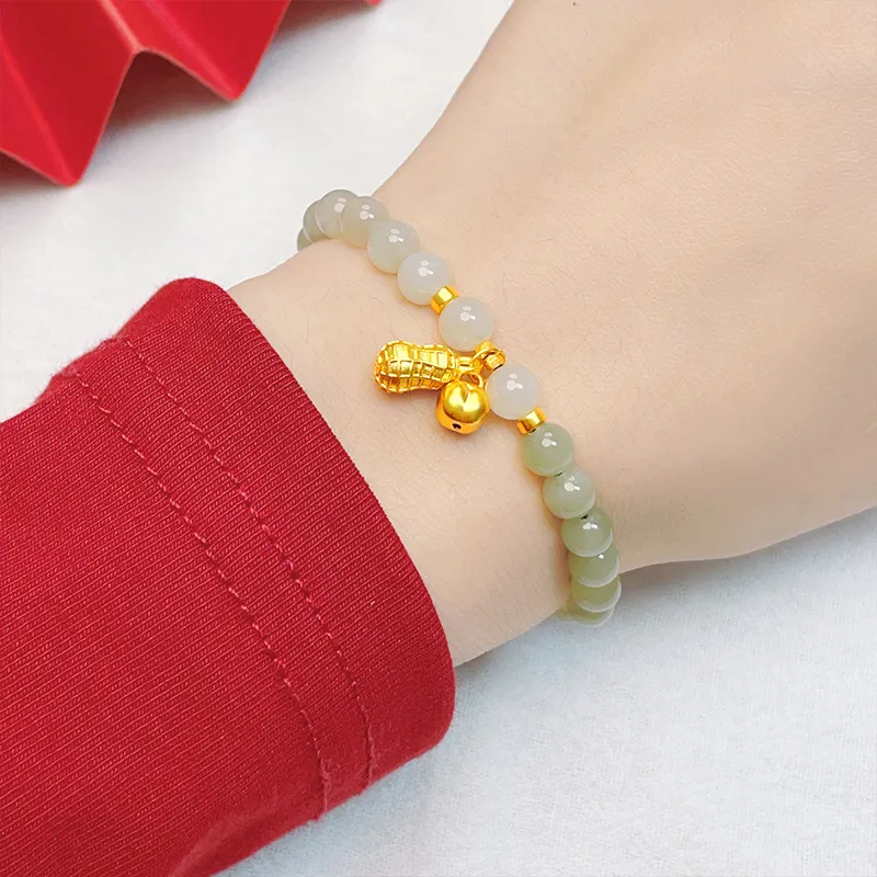 Love Hetian Jade Bracelets Pale Greenish White Jade Women's-3