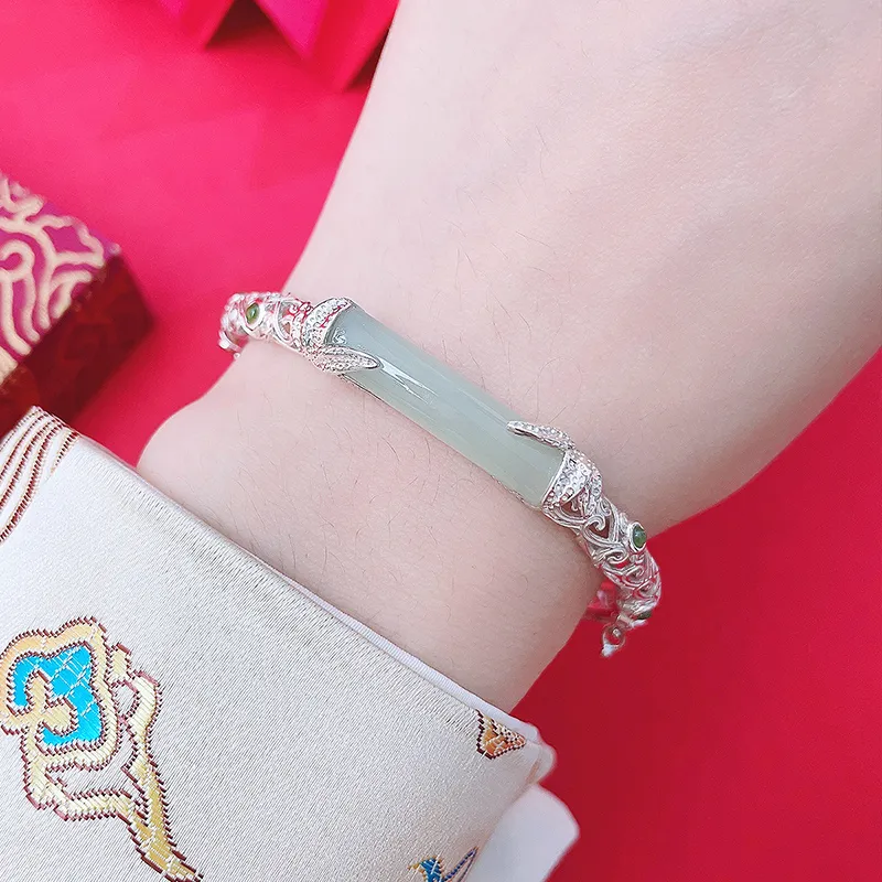 Love Hetian Jade Bangles Green Jade Women's-12