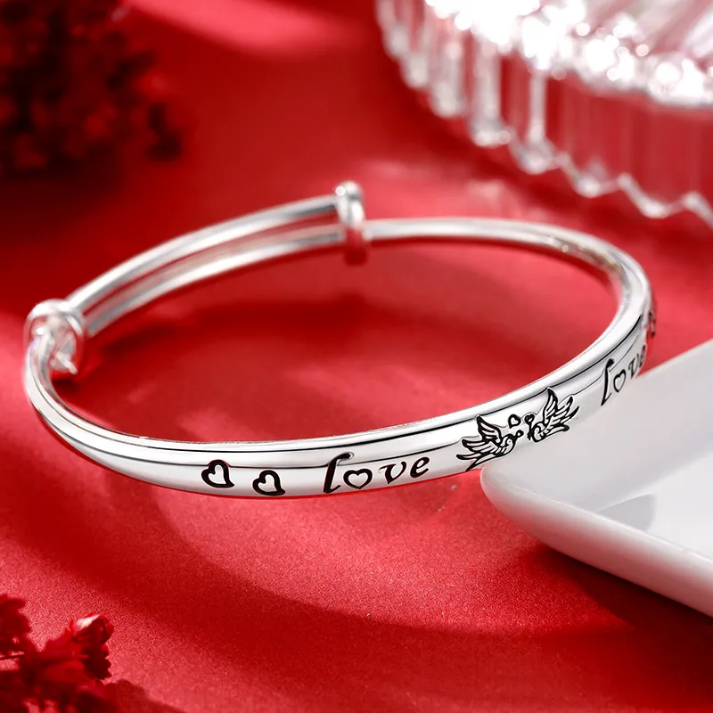 Love 999 Fine Silver Bangles Women's-3