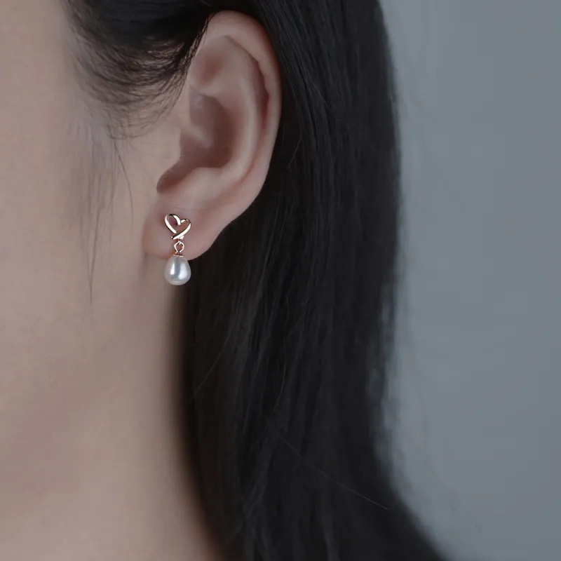 Love Pearl Stud Earrings Women's-2