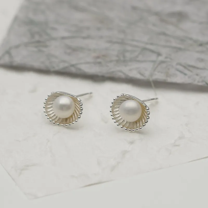 Love Pearl Stud Earrings Women's-5