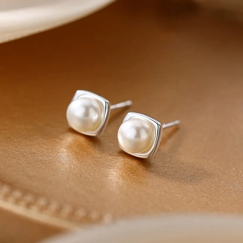 Love Pearl Stud Earrings Women's-4