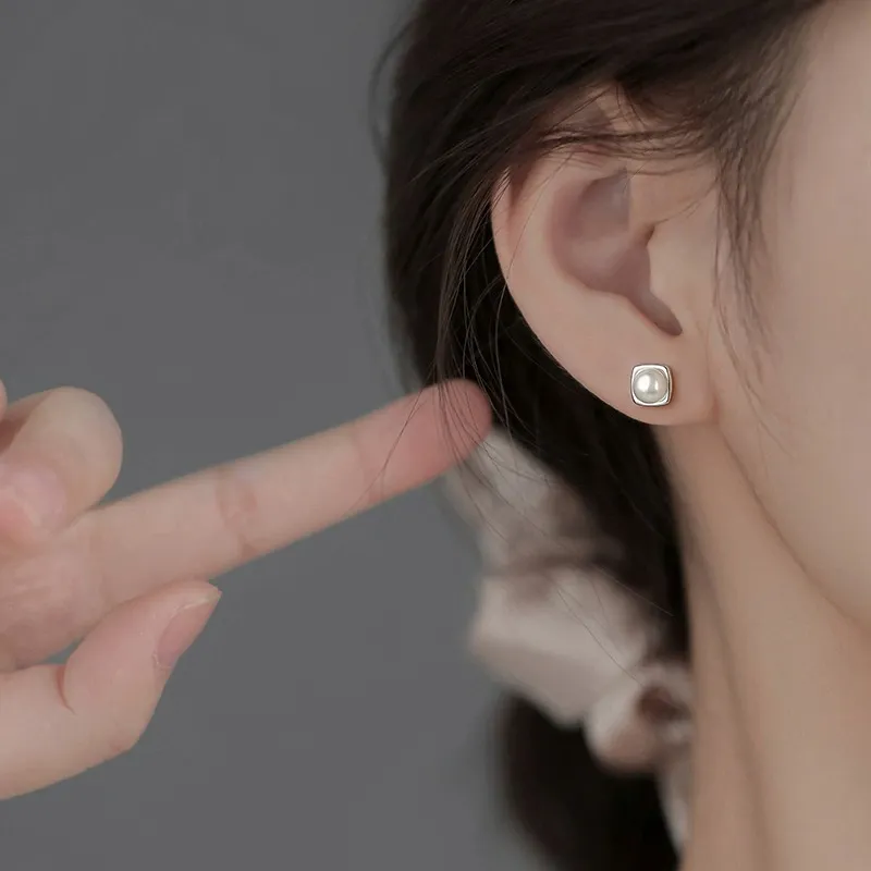 Love Pearl Stud Earrings Women's-5