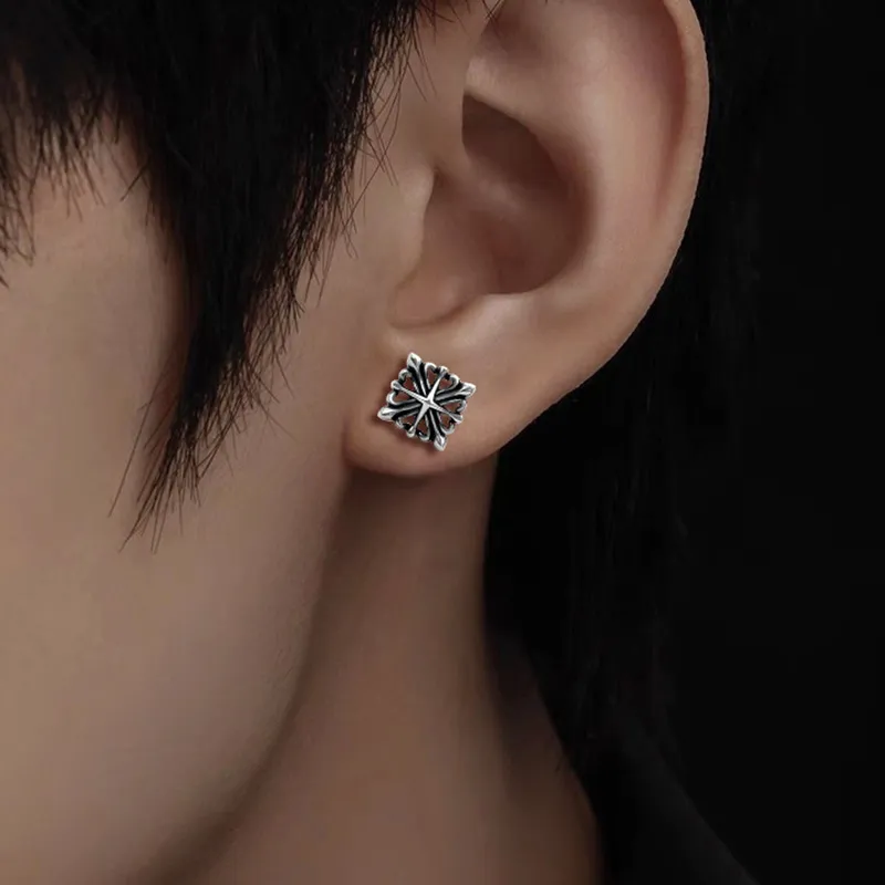 Love 925 Sterling Silver Stud Earrings Men's-5