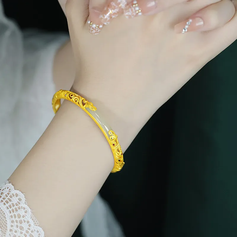 Love Hetian Jade Bangles Green Jade Women's-2
