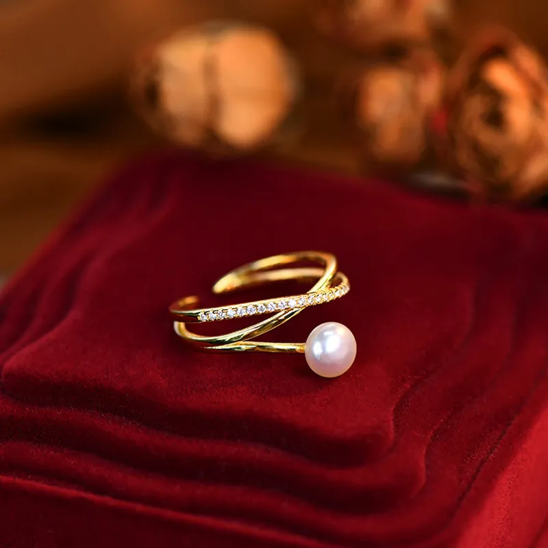 Love Pearl Rings Women's-3