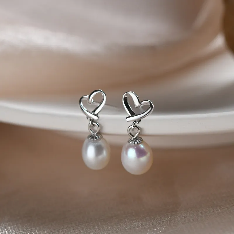 Love Pearl Stud Earrings Women's-1