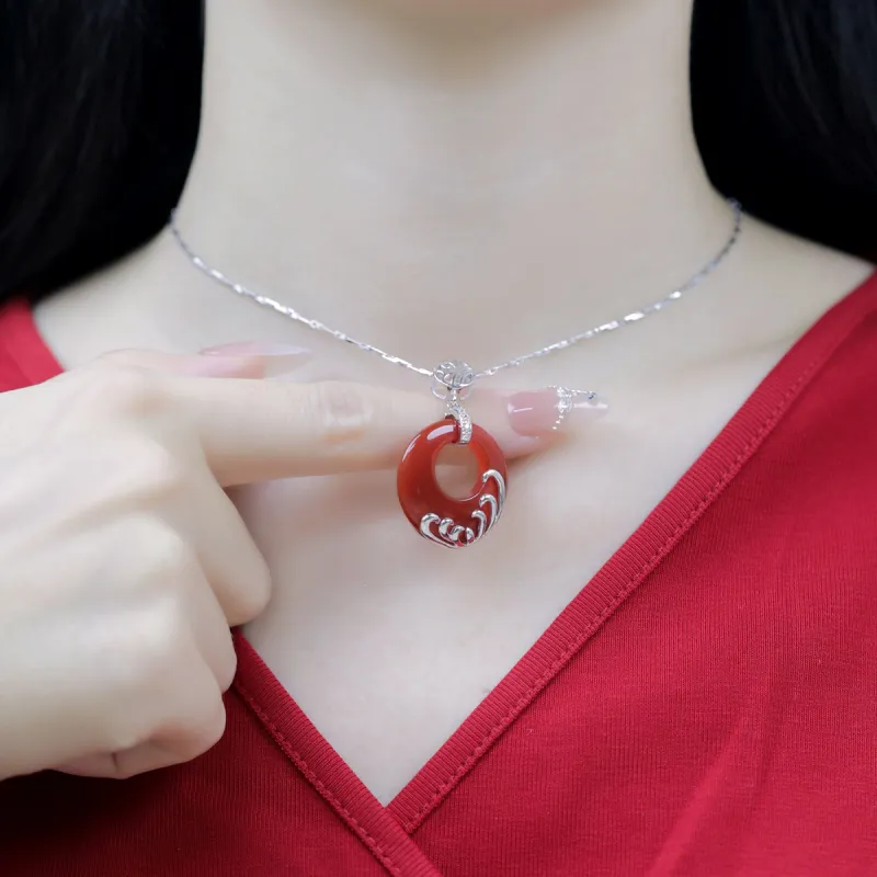 Love Agate Jade Necklaces Women's-3