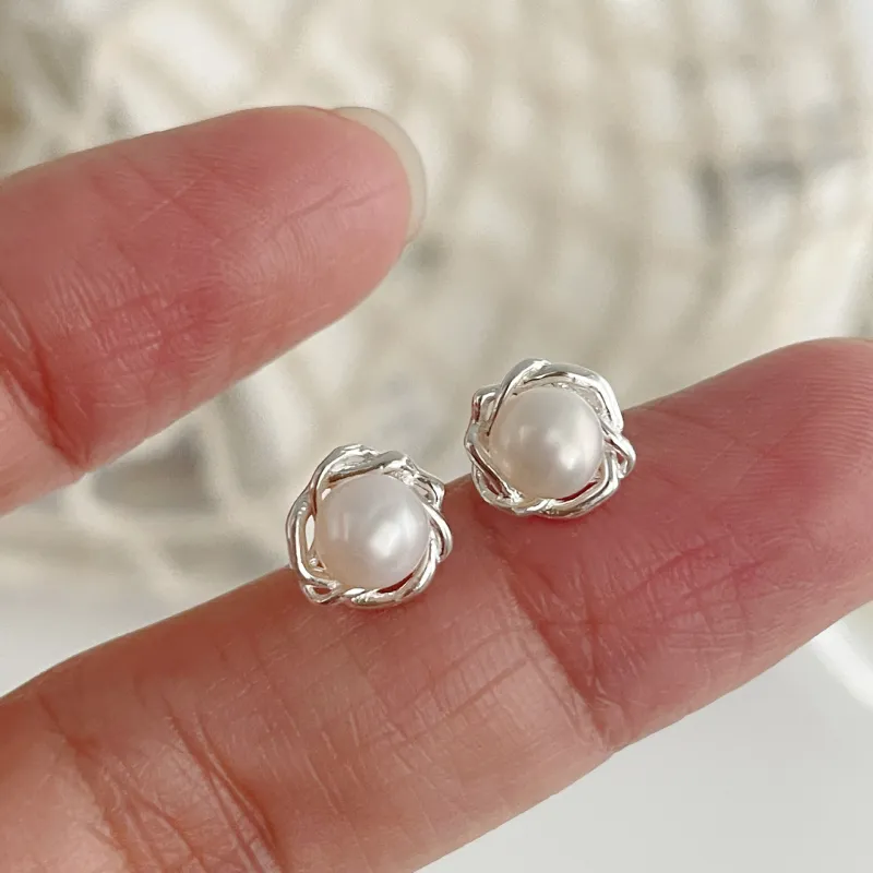 Love Pearl Stud Earrings Women's-1