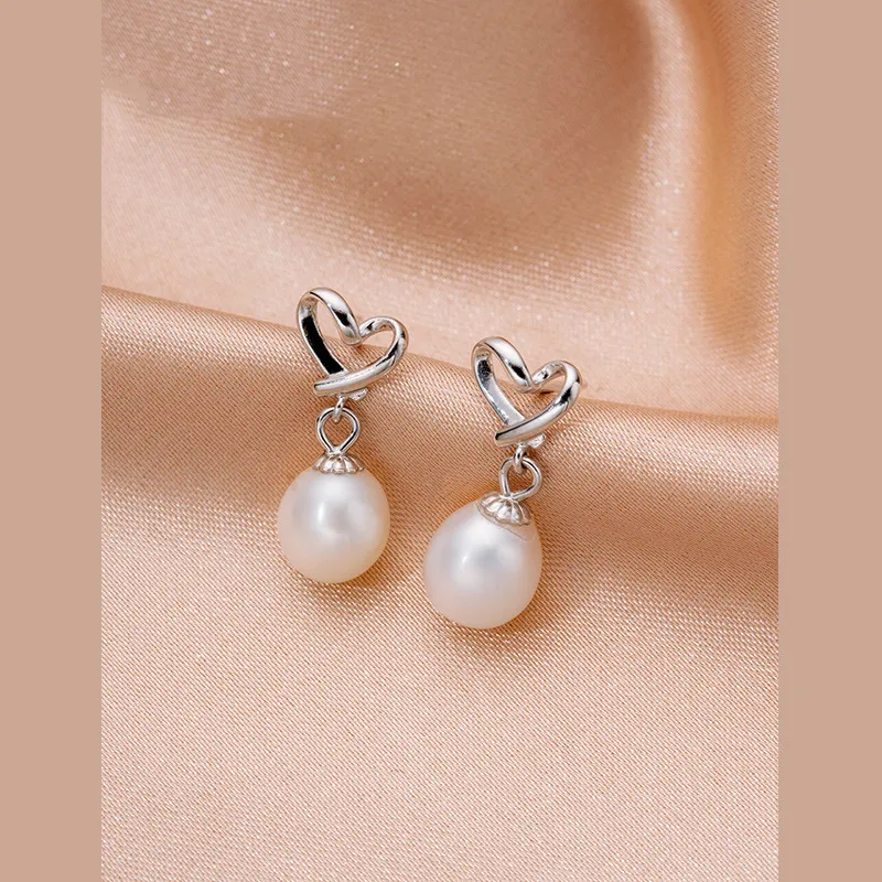 Love Pearl Stud Earrings Women's-3