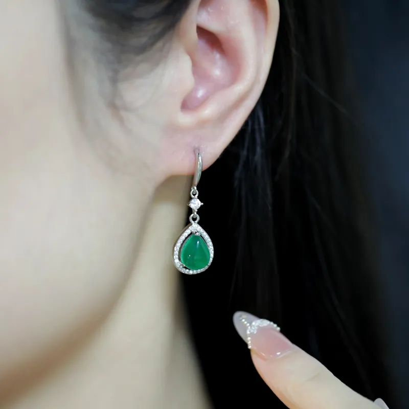 Love Chalcedony Jade Earrings Women's-4