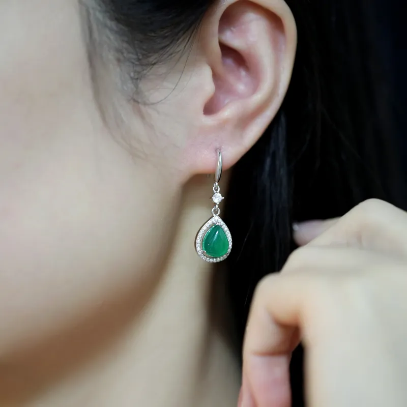 Love Chalcedony Jade Earrings Women's-2
