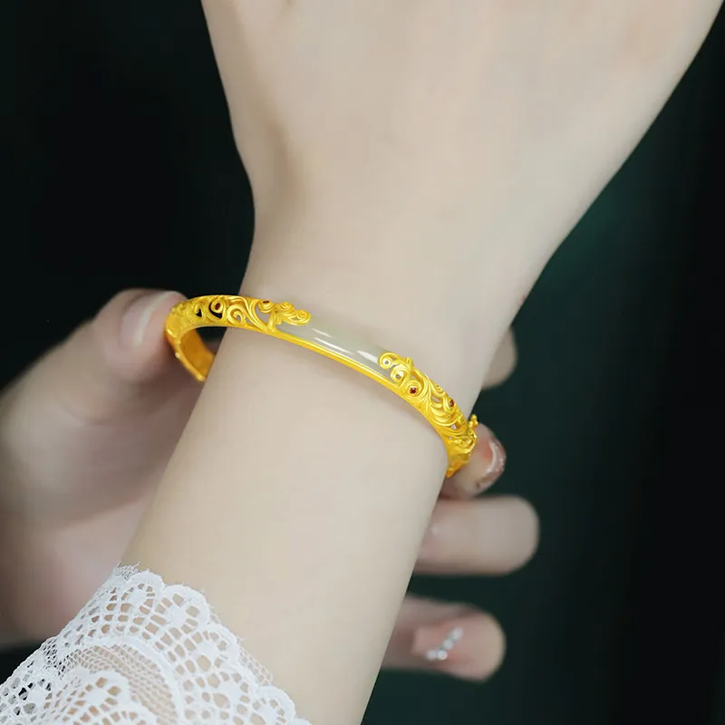 Love Hetian Jade Bangles Green Jade Women's-1
