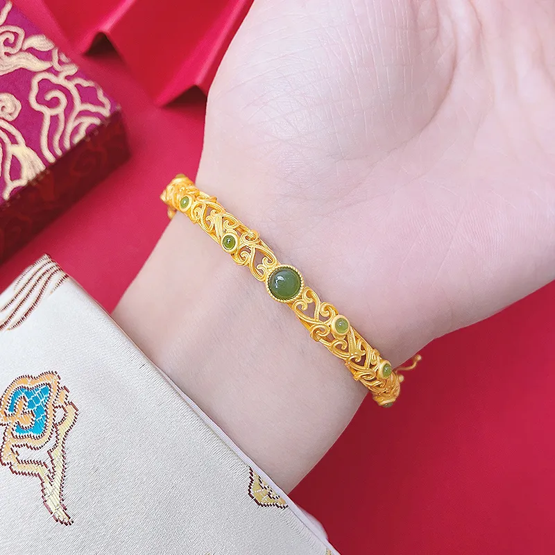 Love Hetian Jade Bangles Green Jade Women's-7