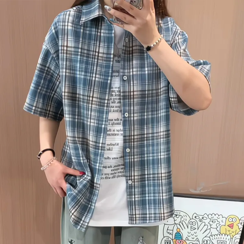 DANGERTIGER Shirts Unisex Blue Plaid-5