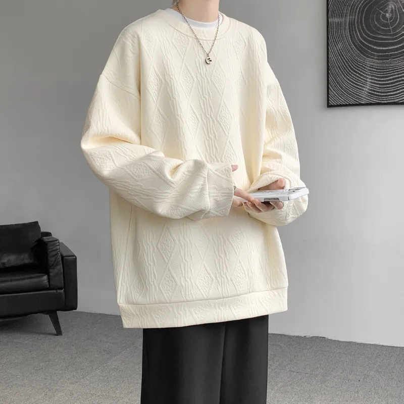 Sweatshirt American Vintage Preppy Style Minimalist Style Loose Fit Fleece Lined Thermal Pullover Unisex-20