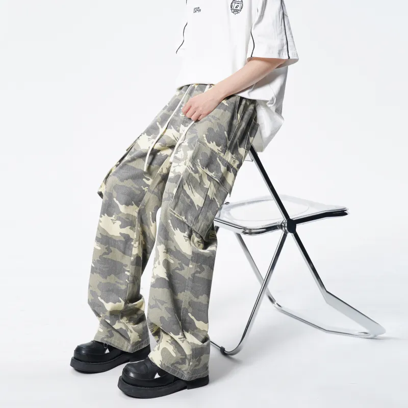 DANGERTIGER Cargo Pants Unisex Camouflage Yellow-6