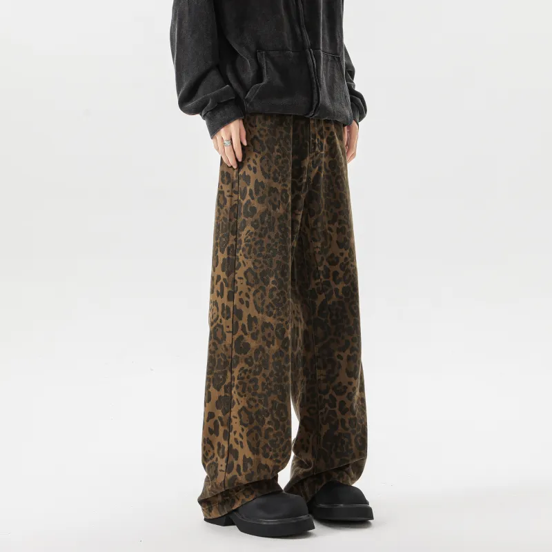 DANGERTIGER Jeans Unisex Leopard Print-4