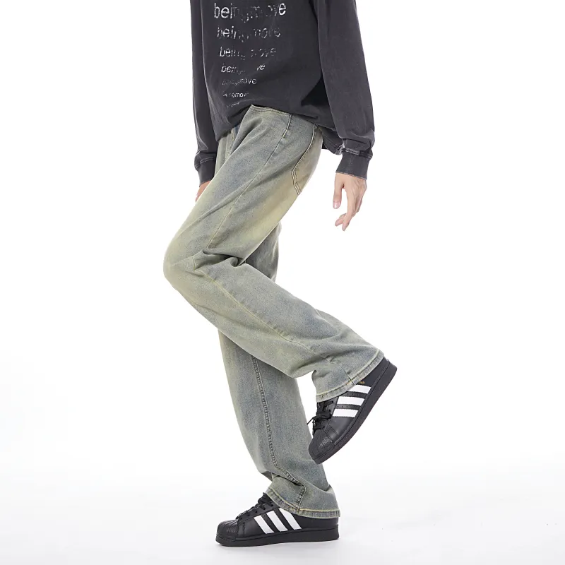 HOKLV Jeans Unisex Yellow Mud-6