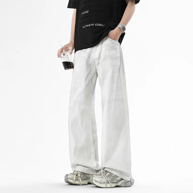 HOKLV Jeans Unisex White-4