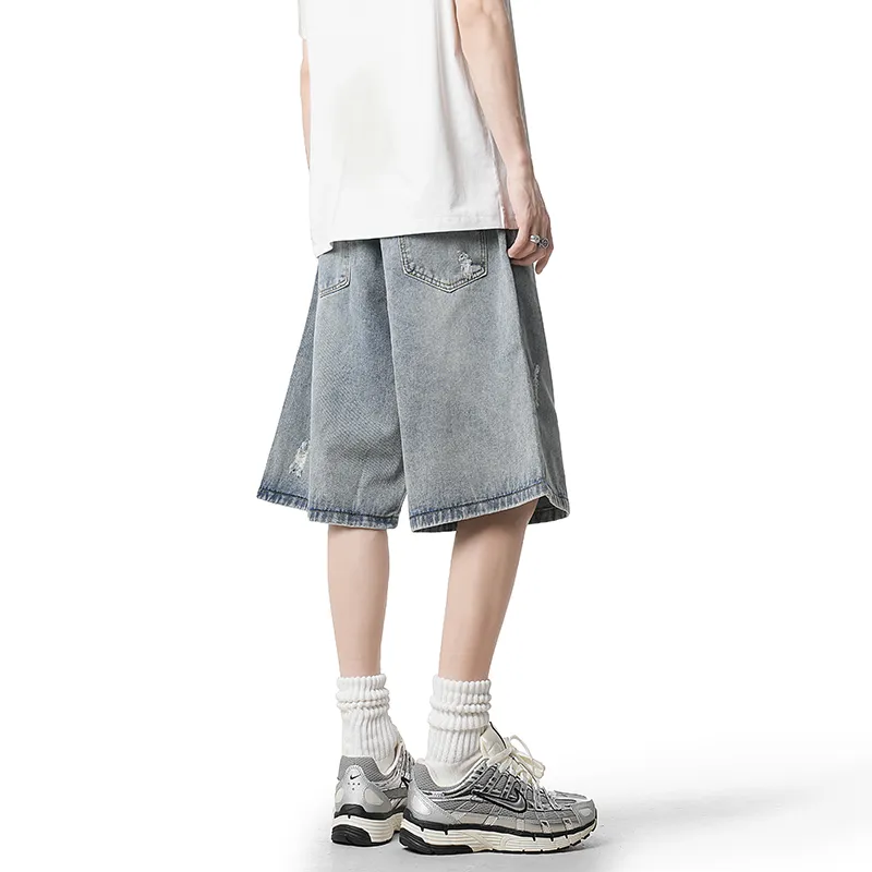 HOKLV Denim Shorts Unisex Black-7