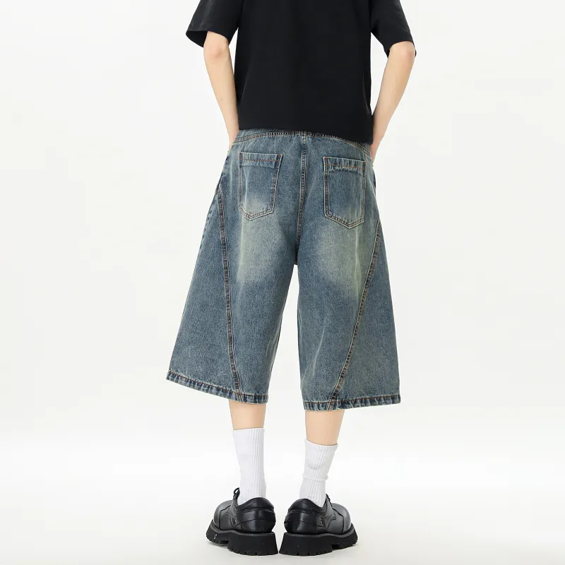 HOKLV Denim Shorts Unisex Blue-1