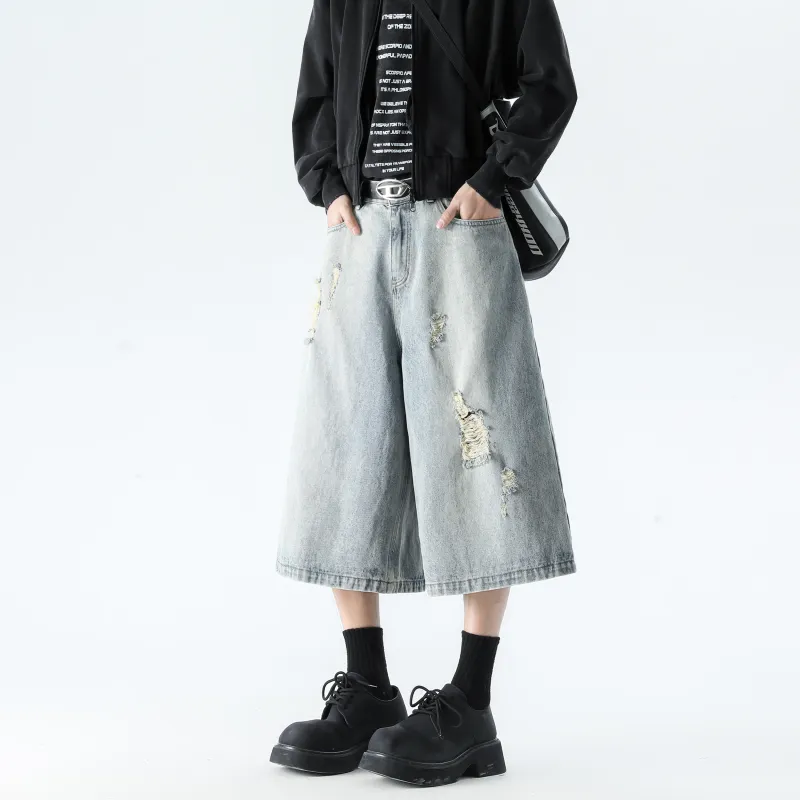 HOKLV Denim Shorts Unisex-9