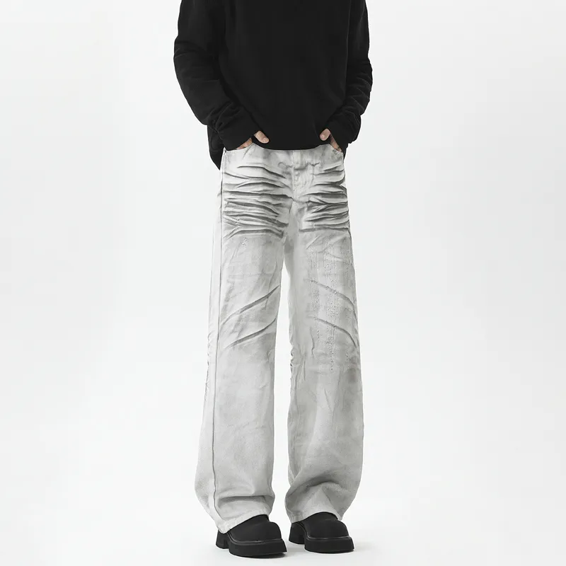 HOKLV Jeans Unisex White-2